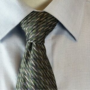 Bachrach  Men’s Green & Gray Foulard Patterned Tie